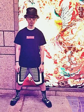「DEMARCOLAB（デマルコラブ）のアイテム（ハット）」を使った、McKeyさん（メンズ・173cm）の夏コーディネート