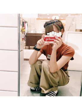 「リブT」｜「アイテム（財布/小物）」を使った、まりんさん（レディース・155cm）の夏コーディネート