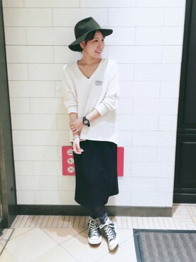 「タイツ×靴下」｜「アイテム（アクセサリー）」を使った、まりんさん（レディース・155cm）の秋コーディネート