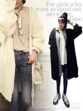 「ロングカーディガン」｜WOWSTYLEさん（レディース・167cm）の冬コーディネート