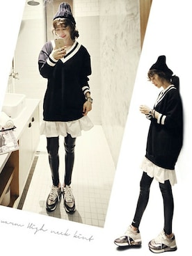 「Vネック」｜WOWSTYLEさん（レディース・167cm）の冬コーディネート