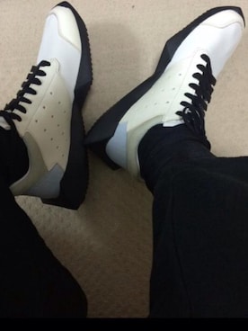 「adidas ×Rickowensのアイテム（スニーカー、ホワイト系）」を使った、ビントロさん（メンズ・176cm）の秋コーディネート