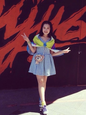 「Disney（ディズニー）のアイテム（バッグ、ベージュ系）」を使った、91さん（レディース）の冬コーディネート