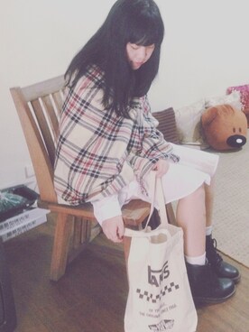 「NET（ネット）のアイテム（シャツワンピース）」を使った、91さん（レディース・157cm）の冬コーディネート