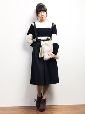 「OLIVE des OLIVE（オリーブデオリーブ）のアイテム（ブーティ）」を使った、椎名成美さん（レディース・160cm）の冬コーディネート