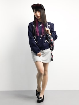 「ペタンコ靴」｜「アイテム（モカシン/デッキシューズ）」を使った、椎名成美さん（レディース・160cm）の冬コーディネート