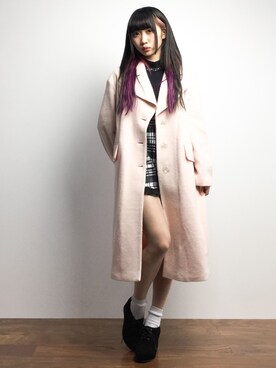 椎名成美さんの「ボリュームウールチェスターコート」を使ったコーディネート