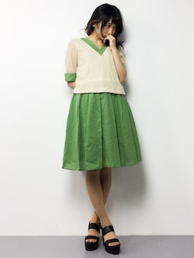 「黒ヒール」｜椎名成美さん（レディース・160cm）の春コーディネート