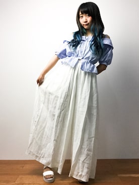 「ストライプトップス」｜椎名成美さん（レディース・160cm）の夏コーディネート