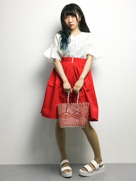 「cache cache（カシュ カシュ）のアイテム」を使った、椎名成美さん（レディース・160cm・10代）の夏コーディネート