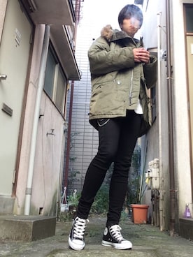 「Alpha Industries（アルファインダストリーズ）のアイテム（モッズコート）」を使った、SAIさん（メンズ・179cm）の秋コーディネート