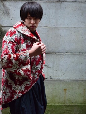 「MIHARAYASUHIRO（ミハラヤスヒロ）のアイテム（ポンチョ）」を使った、SAIさん（メンズ・179cm）の秋コーディネート