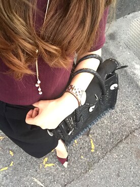 「UNIQLO（ユニクロ）のアイテム（Tシャツ/カットソー、レッド系）」を使った、chiiiii*.さん（レディース・162cm）の秋コーディネート
