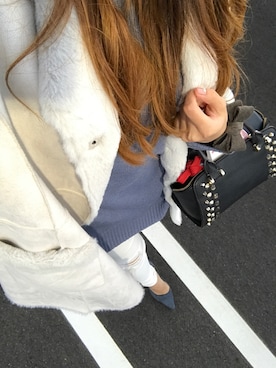 「ホワイトデニム」｜「アイテム（ムートンコート）」を使った、chiiiii*.さん（レディース・162cm）の秋コーディネート