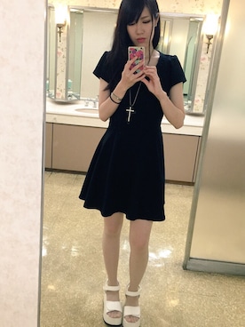 「UNIQLO（ユニクロ）のアイテム（ワンピース、ブラック系）」を使った、あおいさん（レディース・164cm）の秋コーディネート