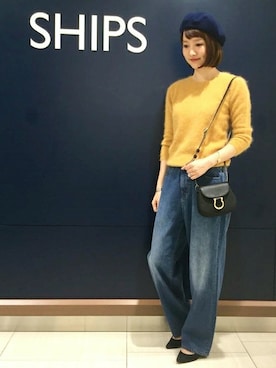 「SHIPS for women」｜「アイテム（ハンチング/ベレー帽）」を使った、堀江さん（レディース・160cm）の夏コーディネート