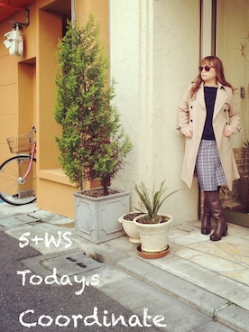 「スエット」｜「アイテム（トレンチコート）」を使った、Tiaraさん（レディース・160cm）の冬コーディネート