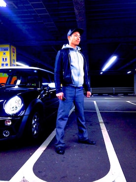 「G-STAR RAW（ジースターロゥ）のアイテム（ライダースジャケット）」を使った、you&tさん（メンズ・175cm）の冬コーディネート