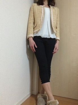「index（インデックス）のアイテム（ノーカラージャケット）」を使った、idm♡44さん（レディース・154cm）の春コーディネート
