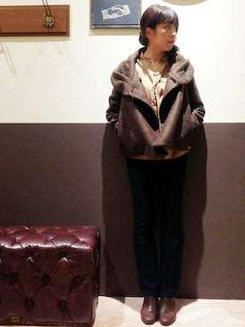 「ボウタイ」｜エグチさん（レディース・157cm）の秋コーディネート