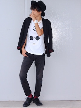 「GU（ジーユー）の（GU）スキニーフィットジーンズ（MEN ⁄ ジーンズ）」を使った、Toshiki Suzukiさん（メンズ・175cm）の秋コーディネート