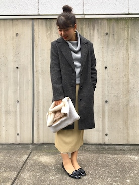 「アイテム（チェスターコート）」を使った、あみさん（レディース・154cm・10代）の秋コーディネート