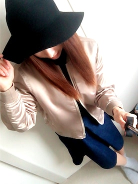 「カッコイイ女子」｜「アイテム（ブルゾン）」を使った、naruさん（レディース・162cm）の冬コーディネート
