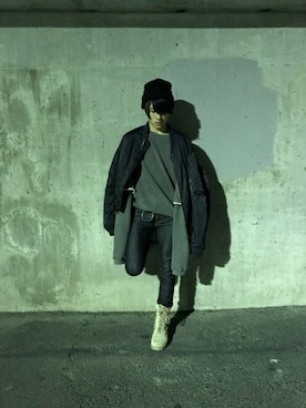 「リング」｜「アイテム（ニットキャップ/ビーニー）」を使った、Tatsuya  Hasebeさん（メンズ・163cm）の秋コーディネート