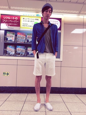 「TOPMAN（トップマン）のアイテム（ニットキャップ/ビーニー）」を使った、ryskさん（メンズ・185cm）の春コーディネート
