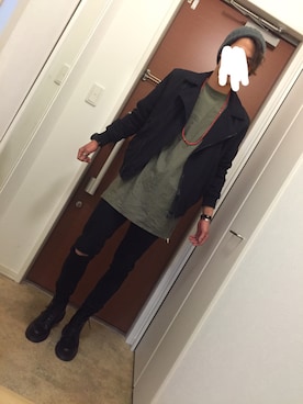 「AZUL by moussy（アズールバイマウジー）のアイテム（ニットキャップ/ビーニー）」を使った、yuumaさん（メンズ・174cm）の春コーディネート