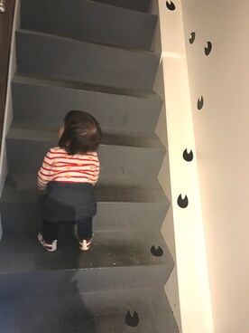 「アイテム（チュニック、レッド系）」を使った、mionさん（キッズ・70cm）の秋コーディネート