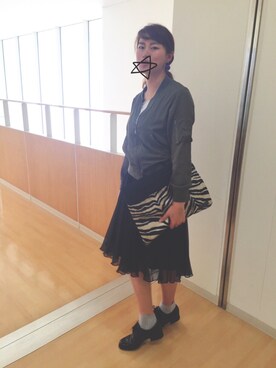 「黒スカート」｜「アイテム（ブルゾン）」を使った、kabacho*さん（レディース・165cm）の春コーディネート