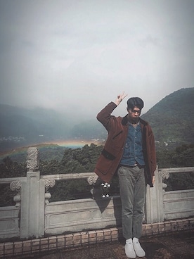 「Provocateur /// 煽動者（プログォケイター）のアイテム」を使った、孫磊さん（メンズ・186cm）の秋コーディネート