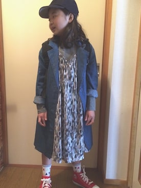 「LEPSIM（レプシィム）のアイテム（ワンピース/ドレス）」を使った、・×・4姉妹さん（キッズ・120cm）の春コーディネート