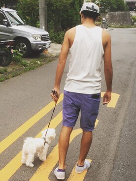 「Deviluse（Deviluse）のアイテム（キャップ）」を使った、Nami Nameghさん（メンズ・177cm）の夏コーディネート