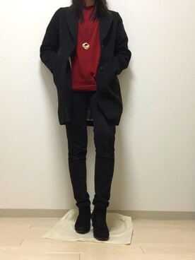 「one way（ワンウェイ）のアイテム（チェスターコート）」を使った、＊mimi＊さん（レディース・170cm）の冬コーディネート