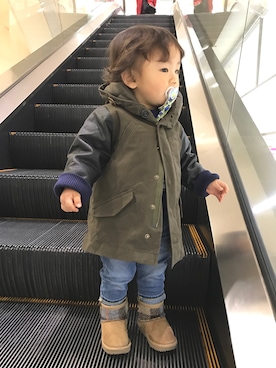 「お買い物」｜「アイテム（ミリタリージャケット）」を使った、Mikaさん（キッズ・80cm）の秋コーディネート