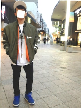 「NIKE Air Flightのアイテム」を使った、アキさん（メンズ・165cm）の冬コーディネート