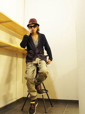 「quolt（クオルト）のアイテム（トップス）」を使った、MOREGAUCHE2KAZUYAさん（メンズ・169cm）の冬コーディネート
