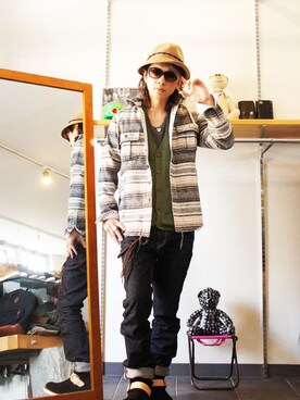「Burnout」｜「アイテム（帽子）」を使った、MOREGAUCHE2KAZUYAさん（メンズ・169cm）の春コーディネート
