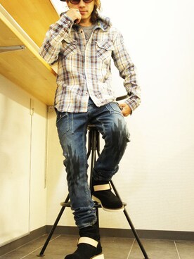 「Burnout」｜「アイテム（帽子）」を使った、MOREGAUCHE2KAZUYAさん（メンズ・169cm）の春コーディネート