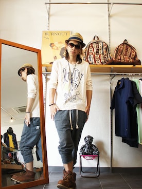 「七分袖Ｔシャツ」｜MOREGAUCHE2KAZUYAさん（メンズ・169cm）の春コーディネート