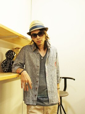 「Burnout」｜「アイテム（帽子）」を使った、MOREGAUCHE2KAZUYAさん（メンズ・169cm）の夏コーディネート