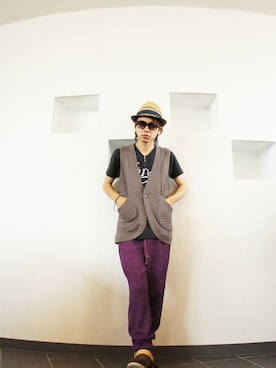 「quolt（クオルト）のアイテム（トップス）」を使った、MOREGAUCHE2KAZUYAさん（メンズ・169cm）の夏コーディネート