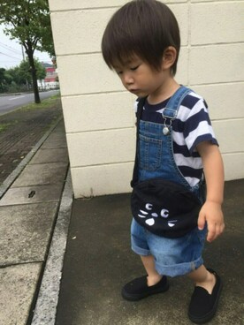 「GLOBAL WORK（グローバルワーク）のアイテム（オールインワン・サロペット）」を使った、JINさん（キッズ・90cm）の夏コーディネート