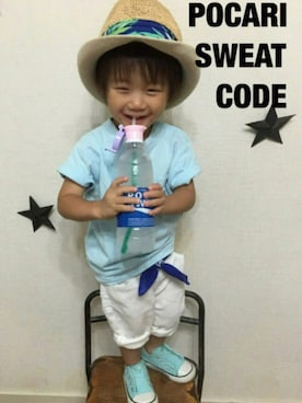 「ポカリコーデバトン」｜「アイテム（帽子）」を使った、JINさん（キッズ・90cm）の夏コーディネート