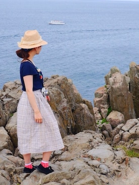 「カメラ女子」｜「アイテム（ソックス/靴下）」を使った、saorismさん（レディース・153cm）の秋コーディネート