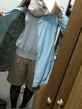 「ハーフパンツ」｜「アイテム（チェスターコート）」を使った、優香さん（レディース・168cm）の秋コーディネート