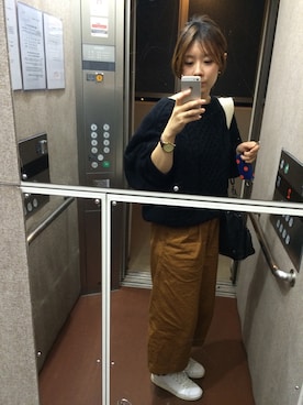 「黒ニット」｜うむ☺︎さん（レディース・158cm）の秋コーディネート