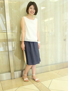 「アイテム（バングル/リストバンド）」を使った、yuriさん（レディース・156cm）の夏コーディネート